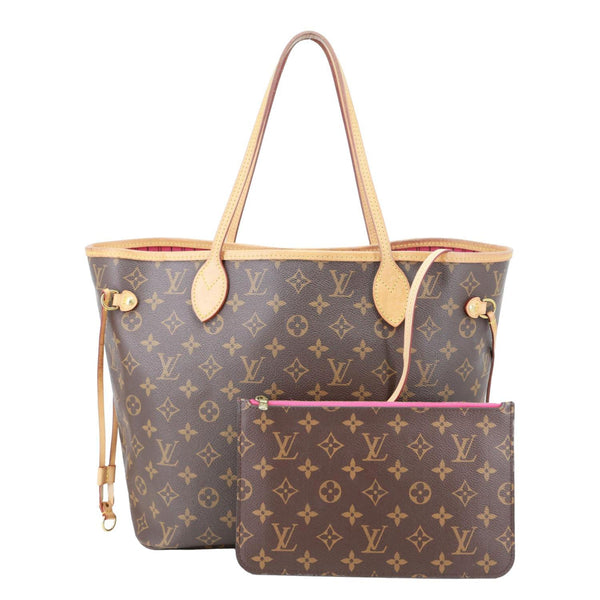 LOUIS VUITTON Neverfull MM Monogram Canvas Tote Bag Brown