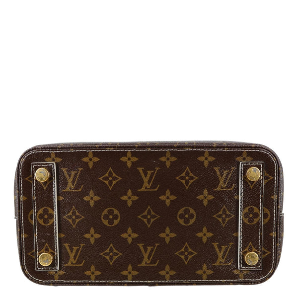 LOUIS VUITTON Fetish Lockit Monogram Canvas Tote Bag Brown