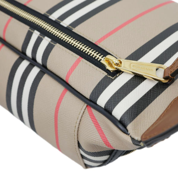BURBERRY Sonny E-Canvas Icon Stripe Bumbag Beige
