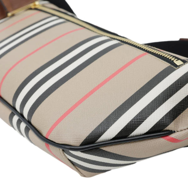BURBERRY Sonny E-Canvas Icon Stripe Bumbag Beige