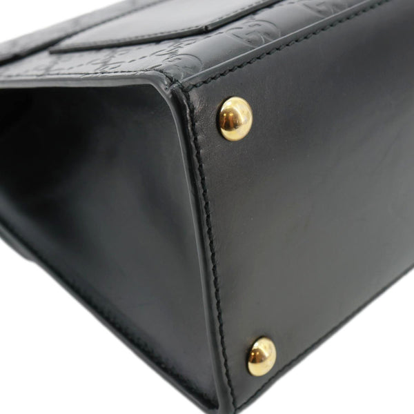 GUCCI Padlock Small Signature Leather Top Handle Crossbody Bag Black 453188