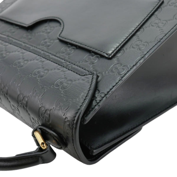 GUCCI Padlock Small Signature Leather Top Handle Crossbody Bag Black 453188