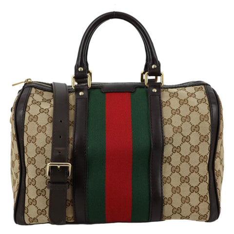 GUCCI Vintage Web Original GG Boston Bag Beige 247205