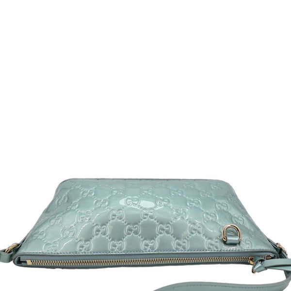 GUCCI GG Emblem Patent Leather Shoulder Bag Light Blue 847281