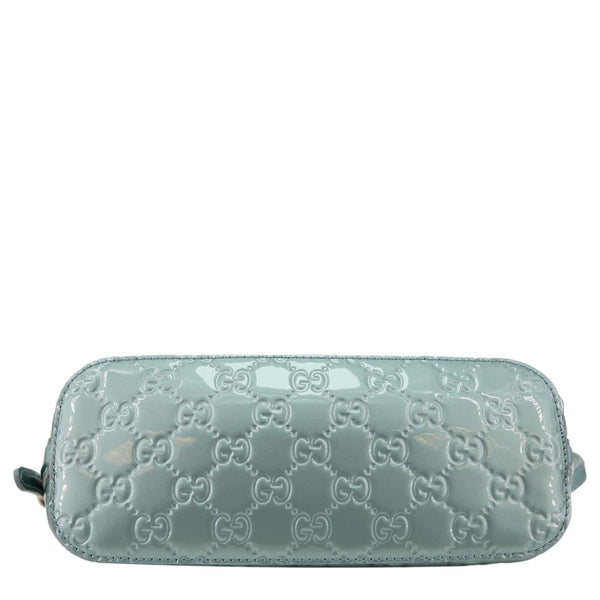 GUCCI GG Emblem Patent Leather Shoulder Bag Light Blue 847281