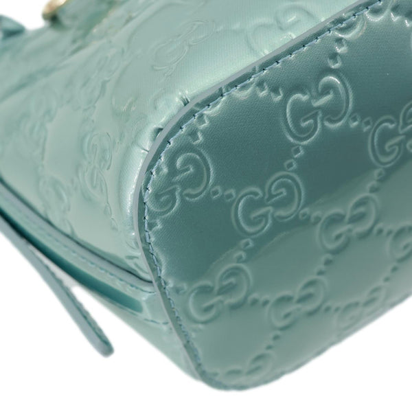 GUCCI GG Emblem Patent Leather Shoulder Bag Light Blue 847281
