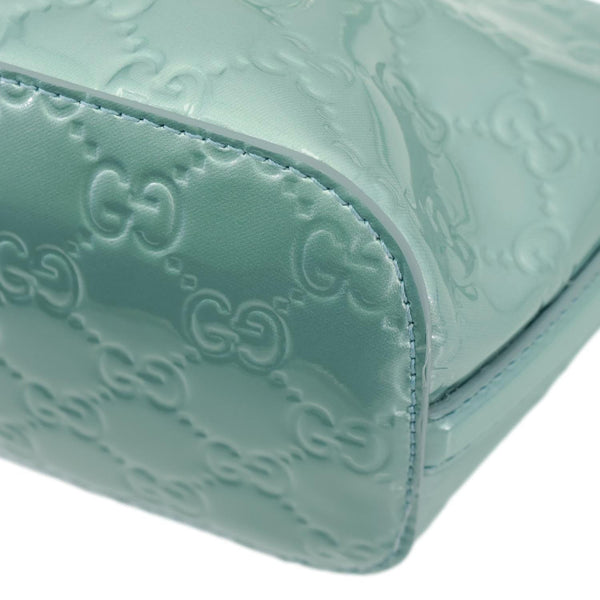 GUCCI GG Emblem Patent Leather Shoulder Bag Light Blue 847281