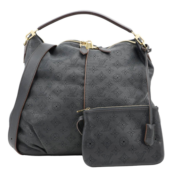 LOUIS VUITTON Selene MM Mahina Leather Tote Shoulder Bag Black