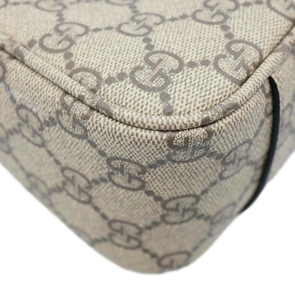 GUCCI Emblem Medium GG Supreme Canvas Shoulder Bag Beige 815217
