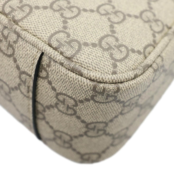 GUCCI Emblem Medium GG Supreme Canvas Shoulder Bag Beige 815217