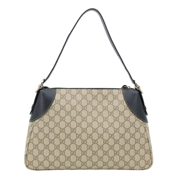 GUCCI Emblem Medium GG Supreme Canvas Shoulder Bag Beige 815217