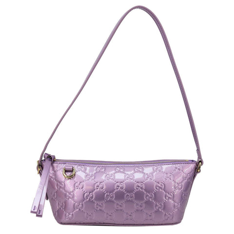GUCCI GG Emblem Patent Leather Shoulder Bag Purple 847281
