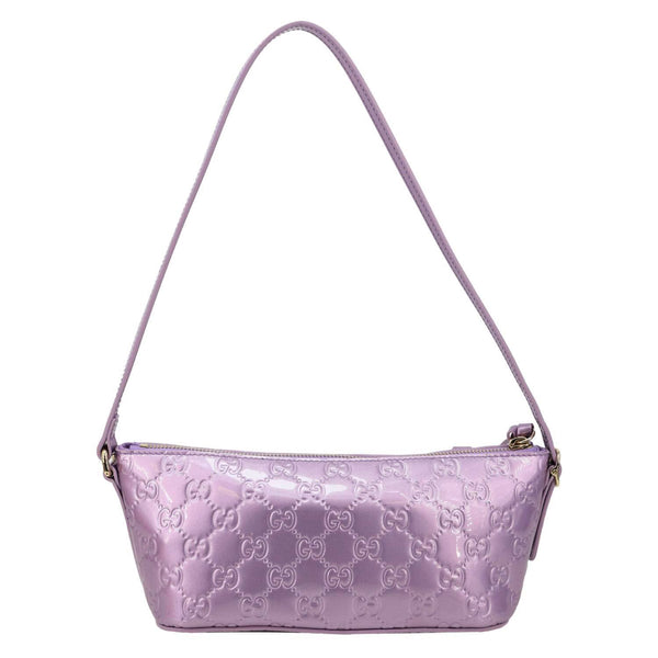 GUCCI GG Emblem Patent Leather Shoulder Bag Purple 847281