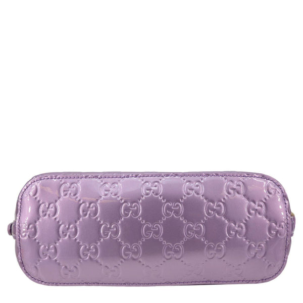GUCCI GG Emblem Patent Leather Shoulder Bag Purple 847281