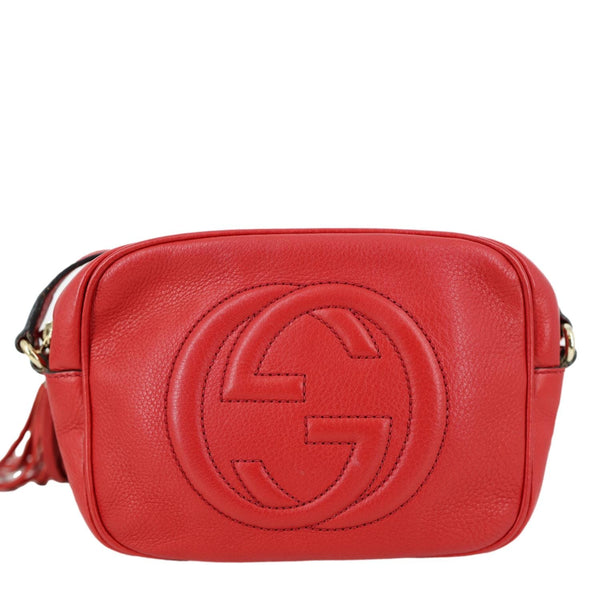 GUCCI Soho Disco Camera Leather Crossbody Bag Red 308364