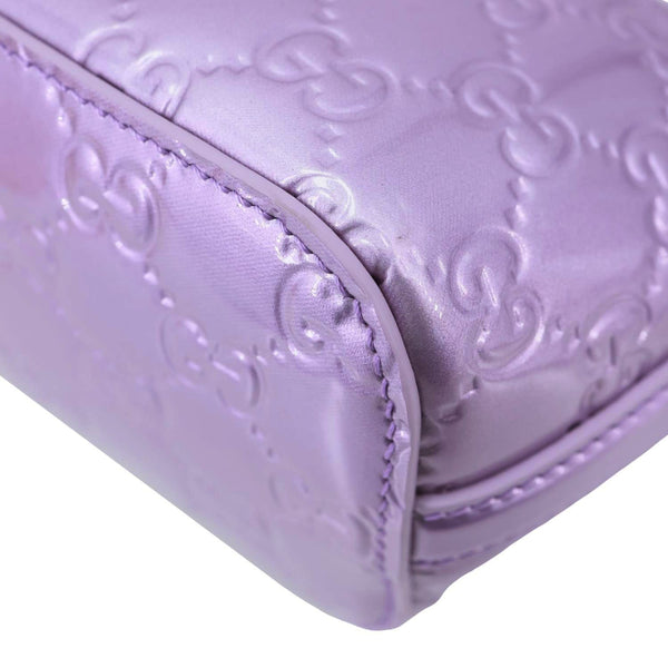 GUCCI GG Emblem Patent Leather Shoulder Bag Purple 847281