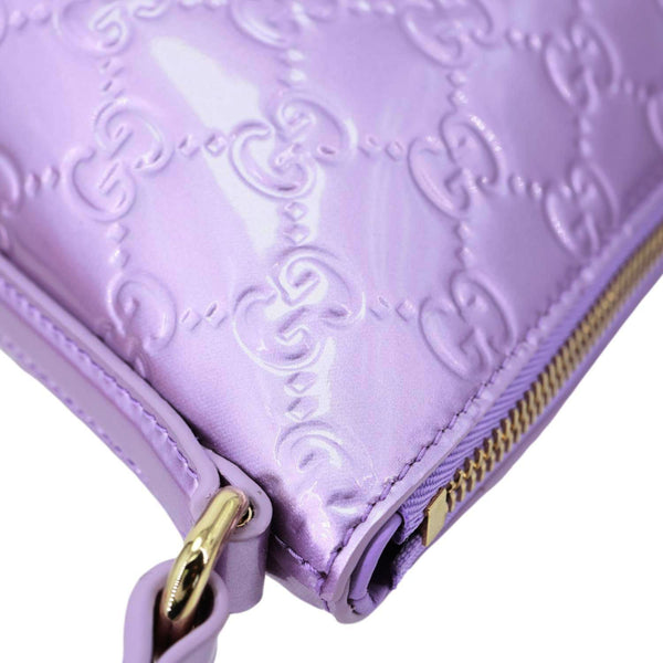 GUCCI GG Emblem Patent Leather Shoulder Bag Purple 847281