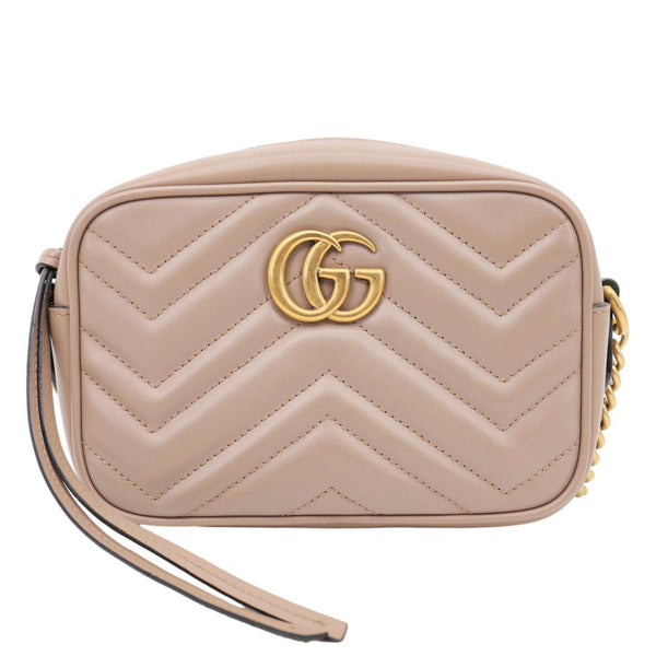 GUCCI GG Marmont Mini Matelasse Leather Crossbody Bag Dusty Pink 448065