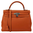 HERMES Kelly 32 Togo Leather Tote Shoulder Bag Orange