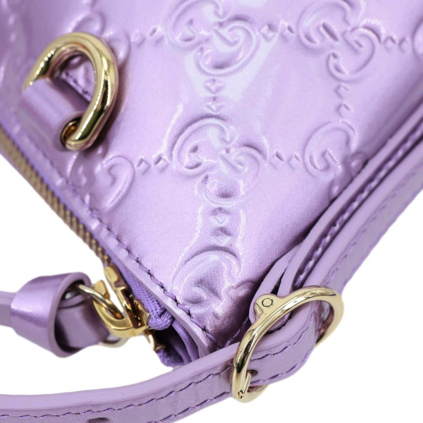 GUCCI GG Emblem Patent Leather Shoulder Bag Purple 847281
