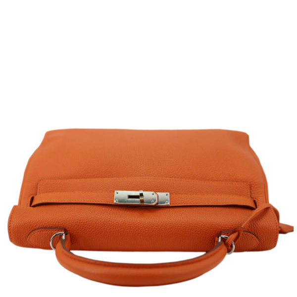 HERMES Kelly 32 Togo Leather Tote Shoulder Bag Orange