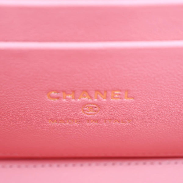 CHANEL All Slide Quilted Leather Long Chain Vanity Case Pink