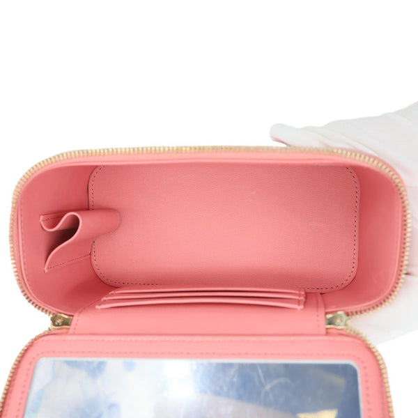 CHANEL All Slide Quilted Leather Long Chain Vanity Case Pink