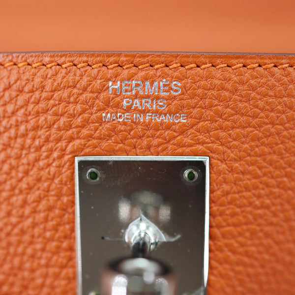 HERMES Kelly 32 Togo Leather Tote Shoulder Bag Orange
