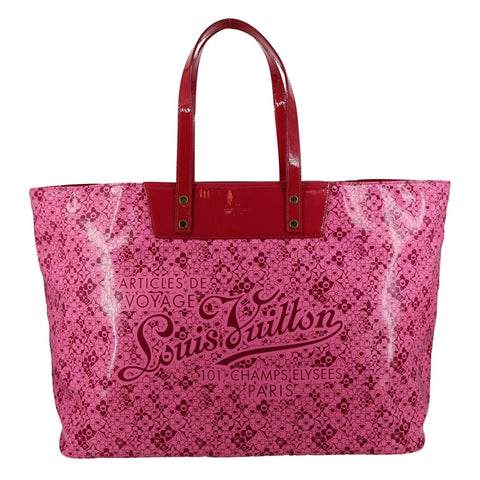 LOUIS VUITTON Cosmic Blossom GM Shiny Leather Tote Bag Pink