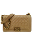 CHANEL Boy Flap Old Medium Quilted Leather Crossbody Bag Gold