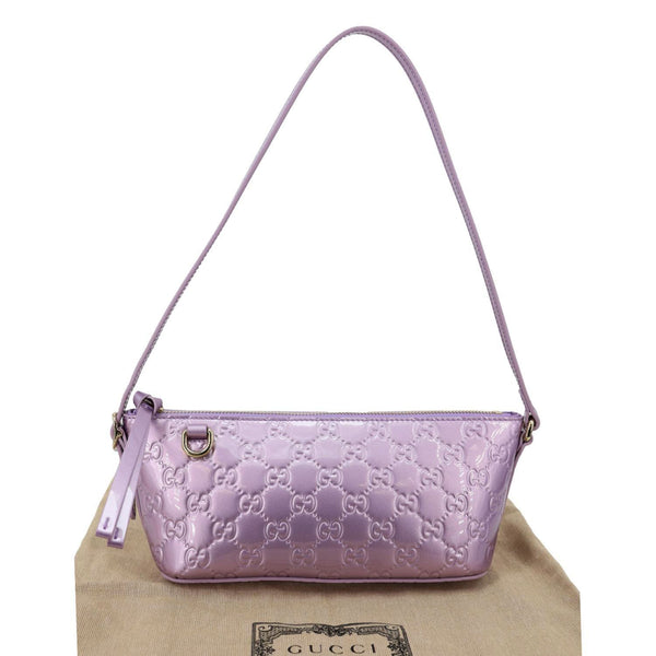 GUCCI GG Emblem Patent Leather Shoulder Bag Purple 847281