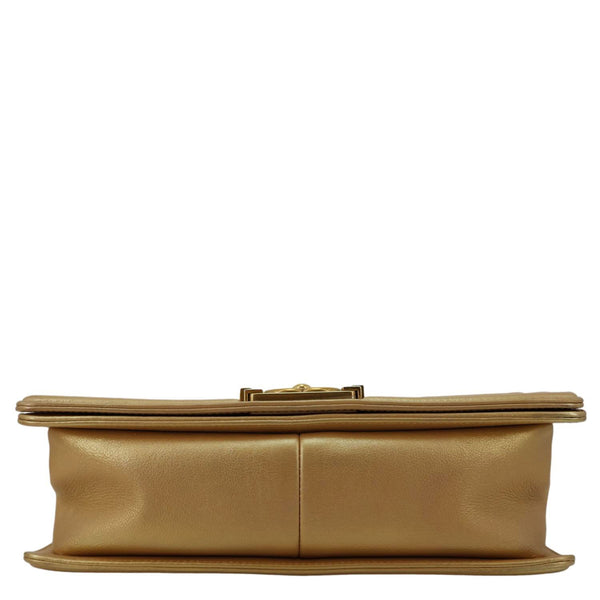 CHANEL Boy Flap Old Medium Quilted Leather Crossbody Bag Gold
