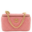 CHANEL All Slide Quilted Leather Long Chain Vanity Case Pink