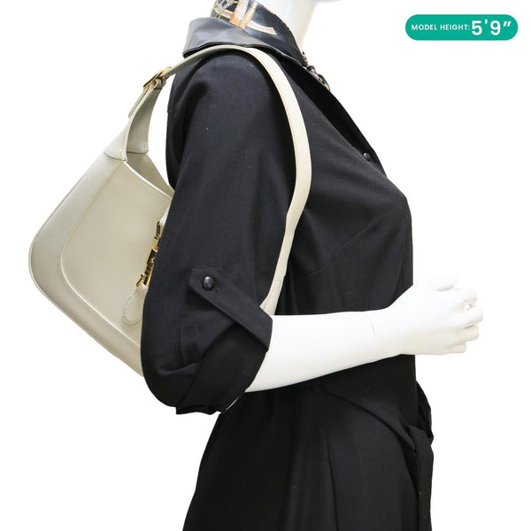 GUCCI Jackie 1961 Small Leather Shoulder Bag Off White 636709