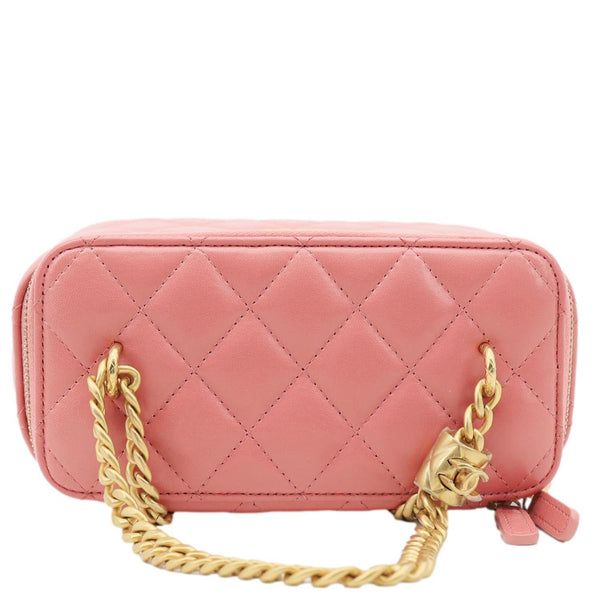 CHANEL All Slide Quilted Leather Long Chain Vanity Case Pink
