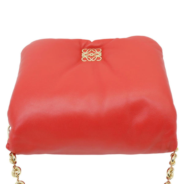 LOEWE Goya Small Puffer Lambskin Leather Shoulder Bag Bag Red