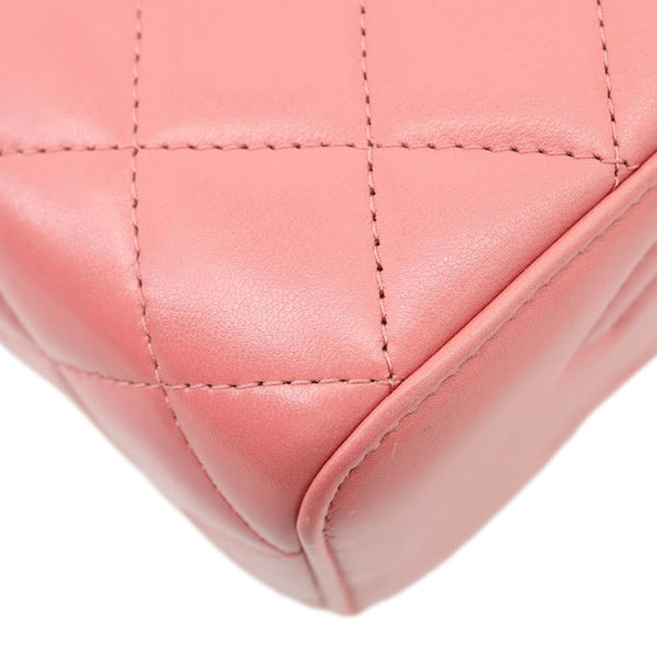 CHANEL All Slide Quilted Leather Long Chain Vanity Case Pink