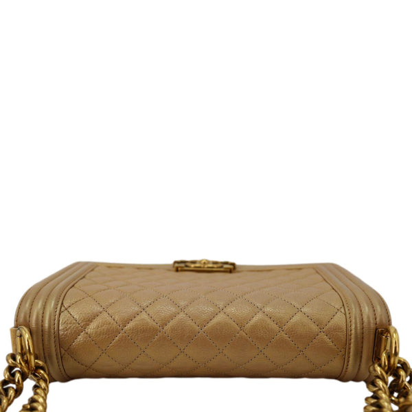 CHANEL Boy Flap Old Medium Quilted Leather Crossbody Bag Gold
