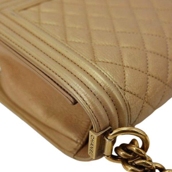CHANEL Boy Flap Old Medium Quilted Leather Crossbody Bag Gold
