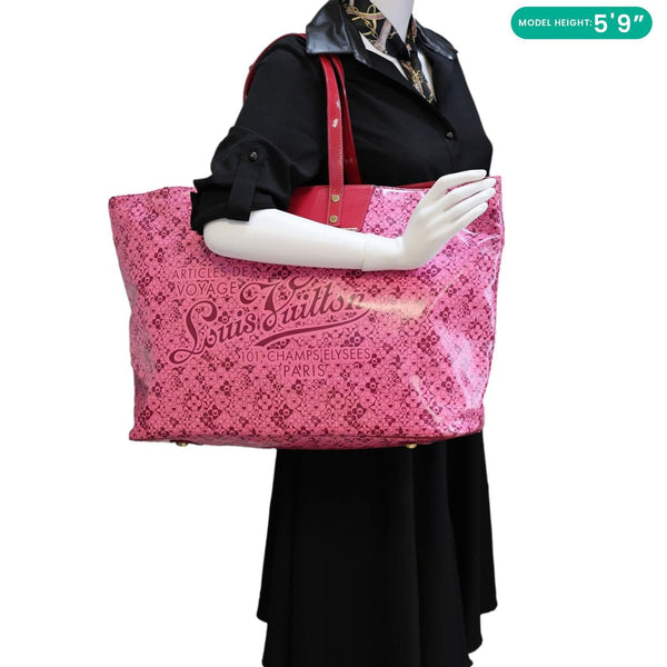LOUIS VUITTON Cosmic Blossom GM Shiny Leather Tote Bag Pink