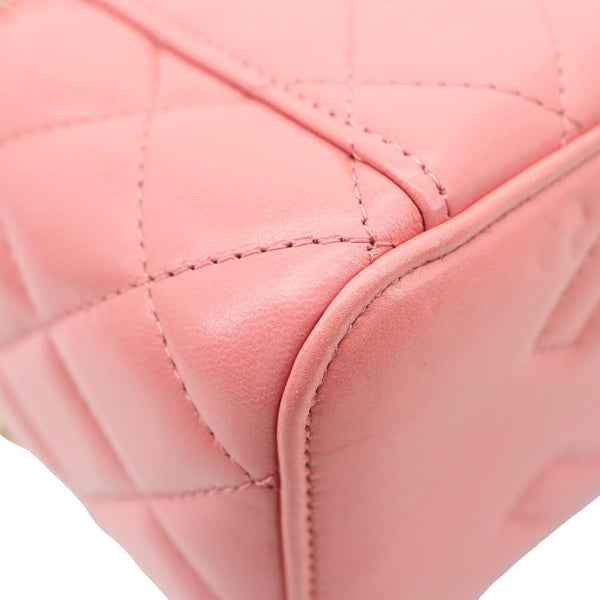 CHANEL All Slide Quilted Leather Long Chain Vanity Case Pink