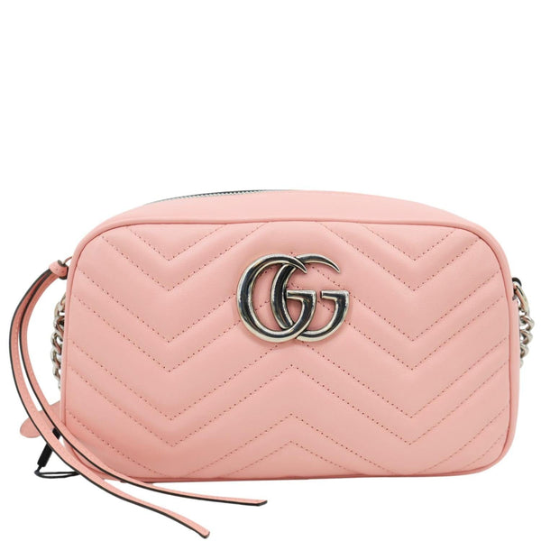 GUCCI GG Marmont Small Matelasse Chevron Leather Camera Bag Pink 447632