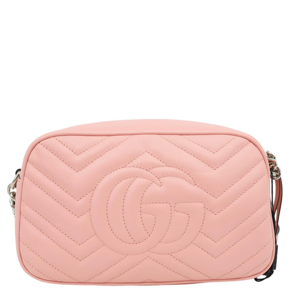 GUCCI GG Marmont Small Matelasse Chevron Leather Camera Bag Pink 447632