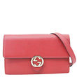 GUCCI Dollar Interlocking G Calfskin Leather Chain Wallet Crossbody Bag Red 510314