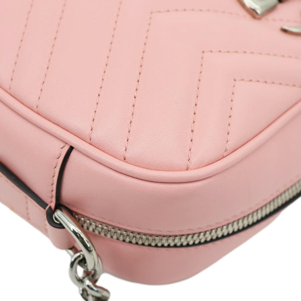 GUCCI GG Marmont Small Matelasse Chevron Leather Camera Bag Pink 447632