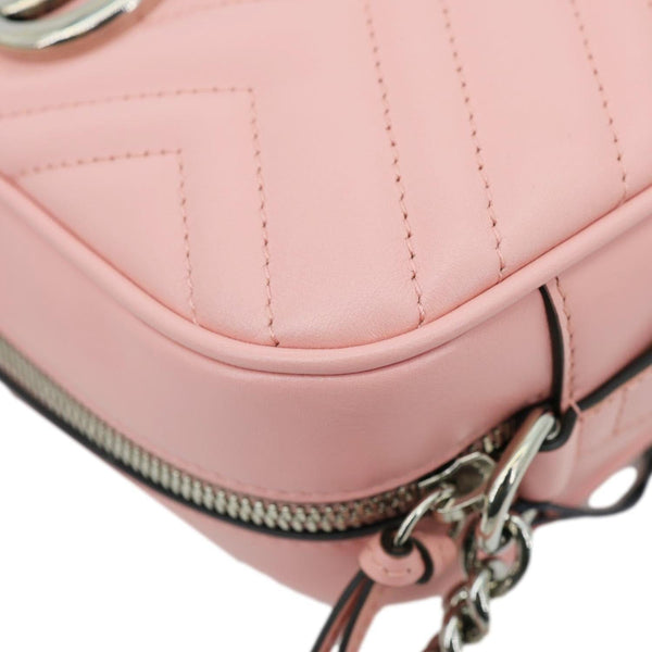 GUCCI GG Marmont Small Matelasse Chevron Leather Camera Bag Pink 447632