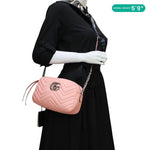 GUCCI GG Marmont Small Matelasse Chevron Leather Camera Bag Pink 447632
