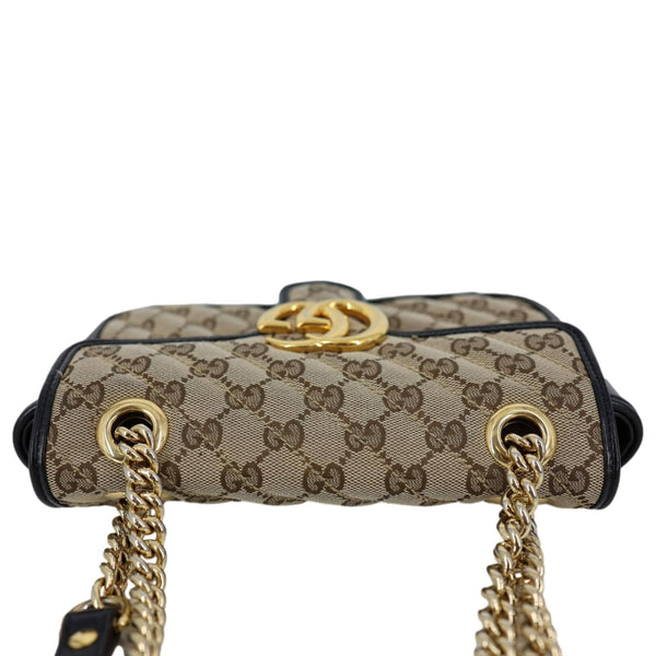 GUCCI GG Marmont Mini Canvas Leather Shoulder Bag Beige 446744