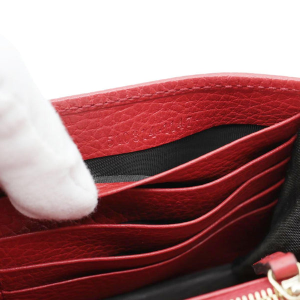 GUCCI Dollar Interlocking G Calfskin Leather Chain Wallet Crossbody Bag Red 510314