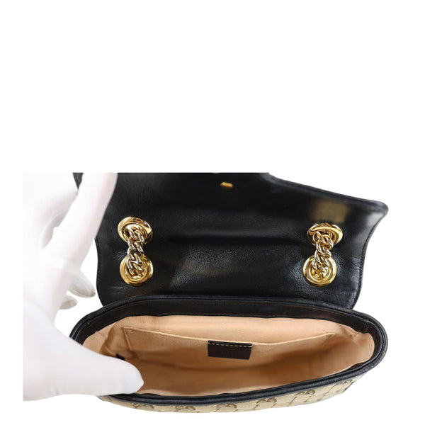 GUCCI GG Marmont Mini Canvas Leather Shoulder Bag Beige 446744